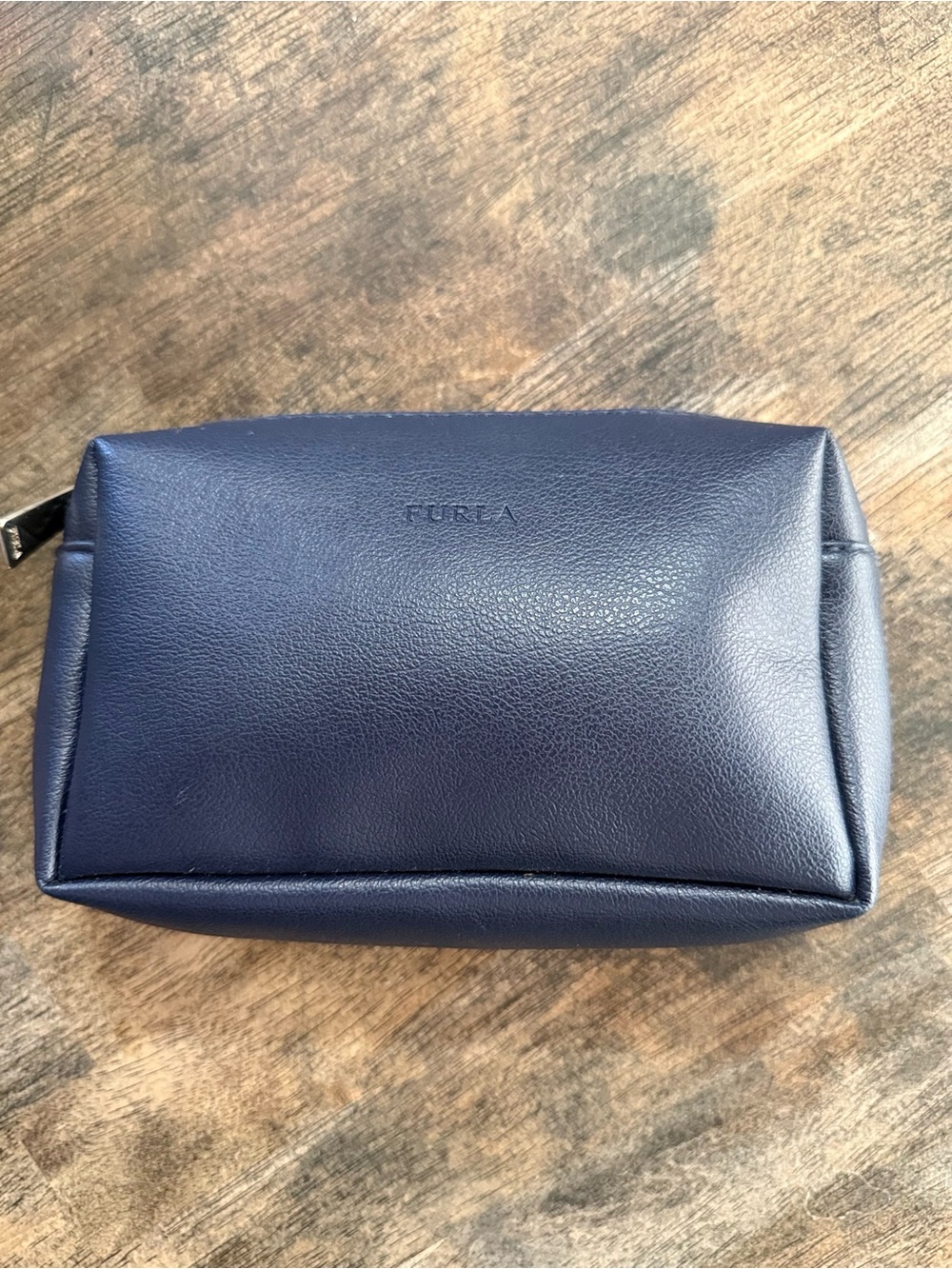 Furla Navy Leather Toiletry Pouch for Men